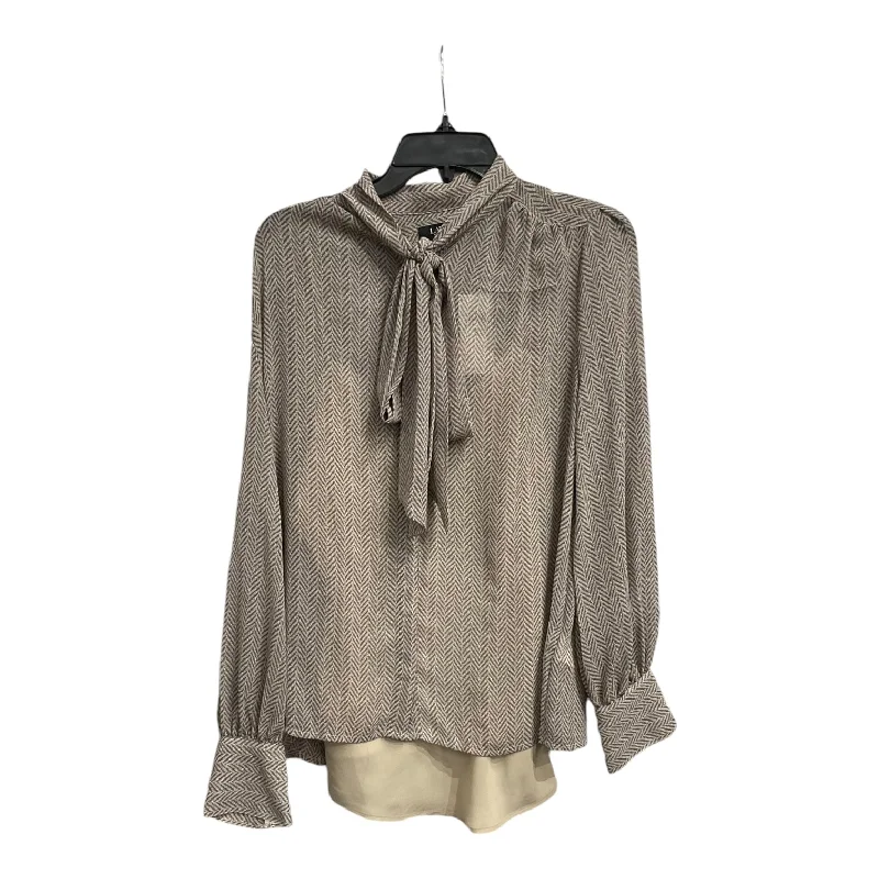 Blouse Long Sleeve By Lauren By Ralph Lauren In Grey, Size: M