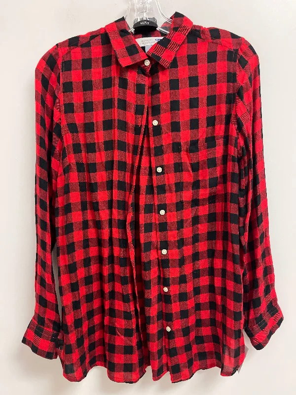 Blouse Long Sleeve By Old Navy In Red, Size: S