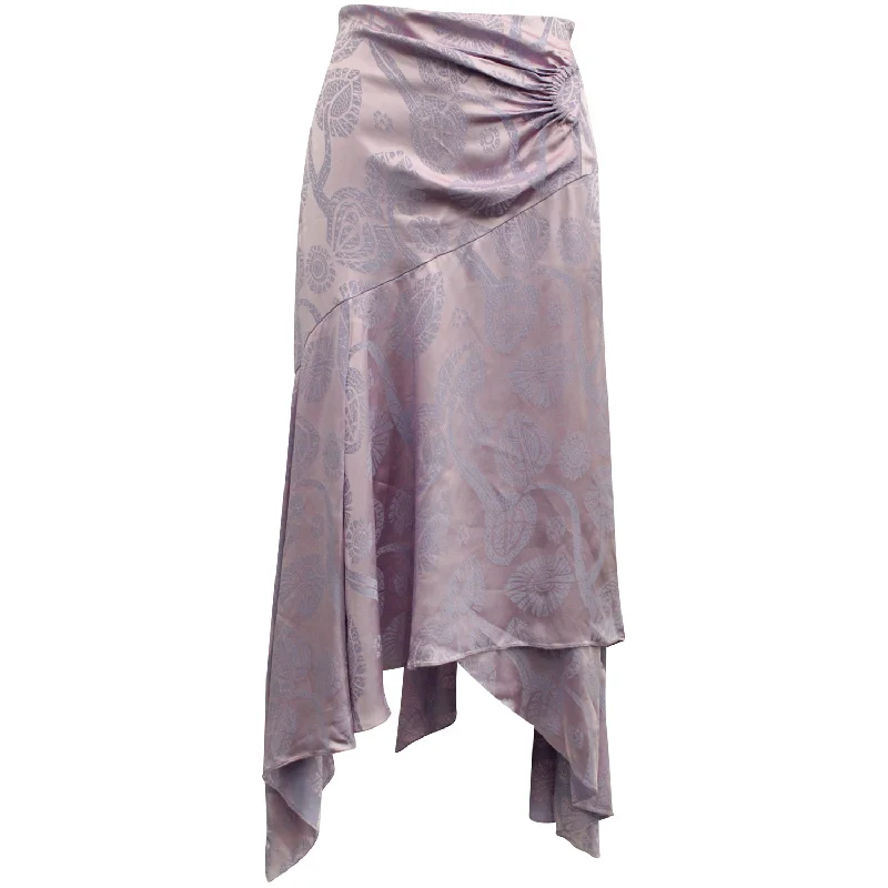 Peter Pilotto Jacquard Midi Skirt in Purple Satin