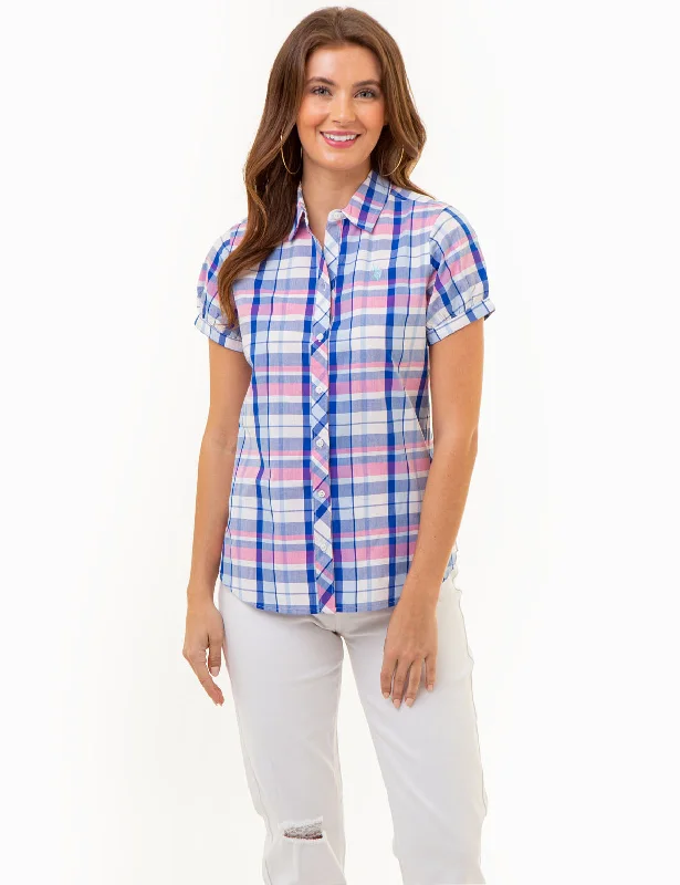 SHORT SLEEVE TWIST CUFF MADRAS SHIRT