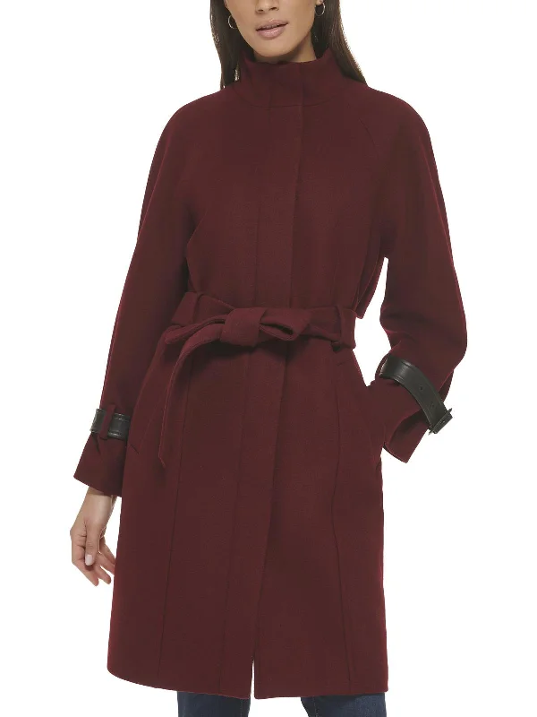 Womens Wool Blend Belted Wool Coat